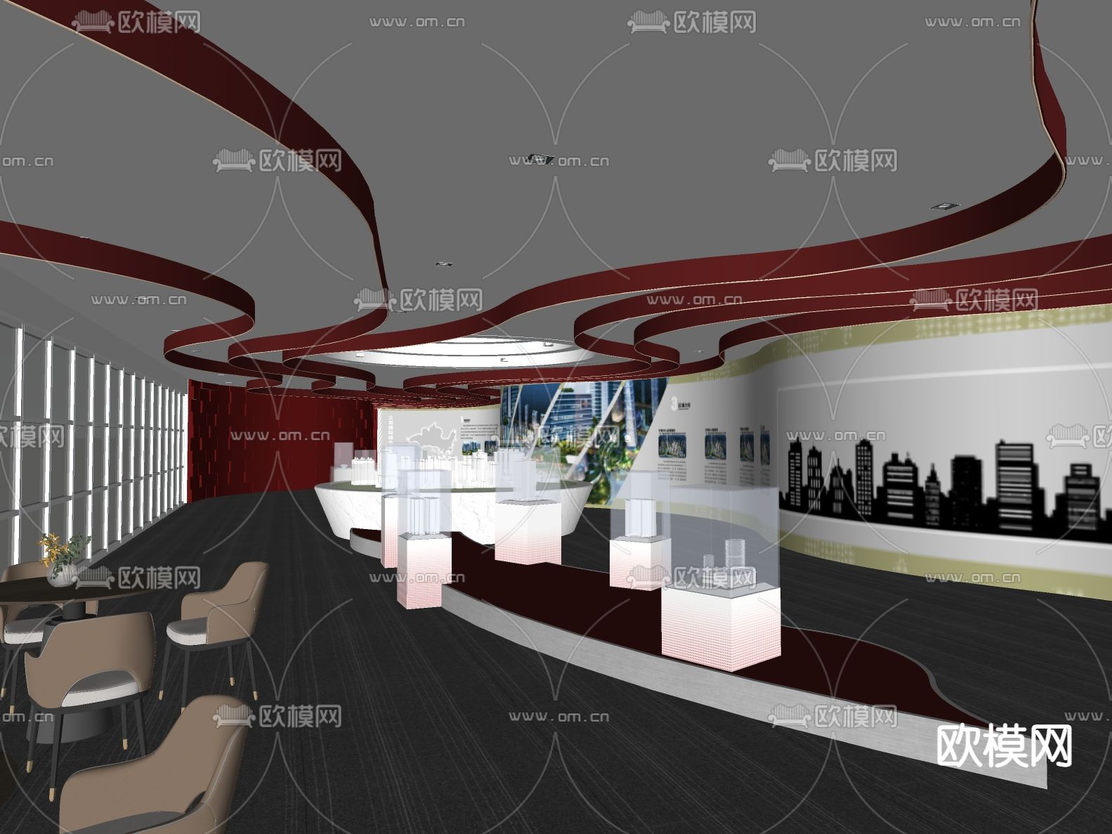 现代商业展厅su模型
