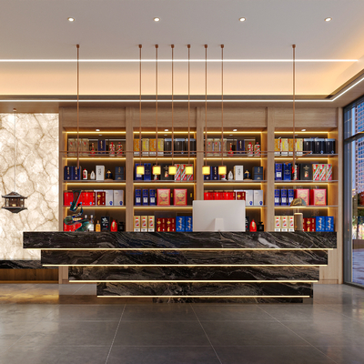 新中式烟酒店3d模型