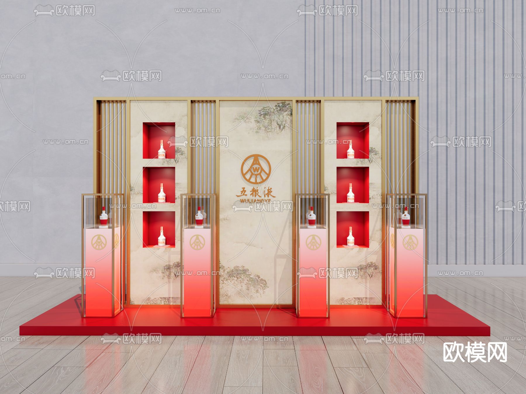 新中式商业美陈su模型