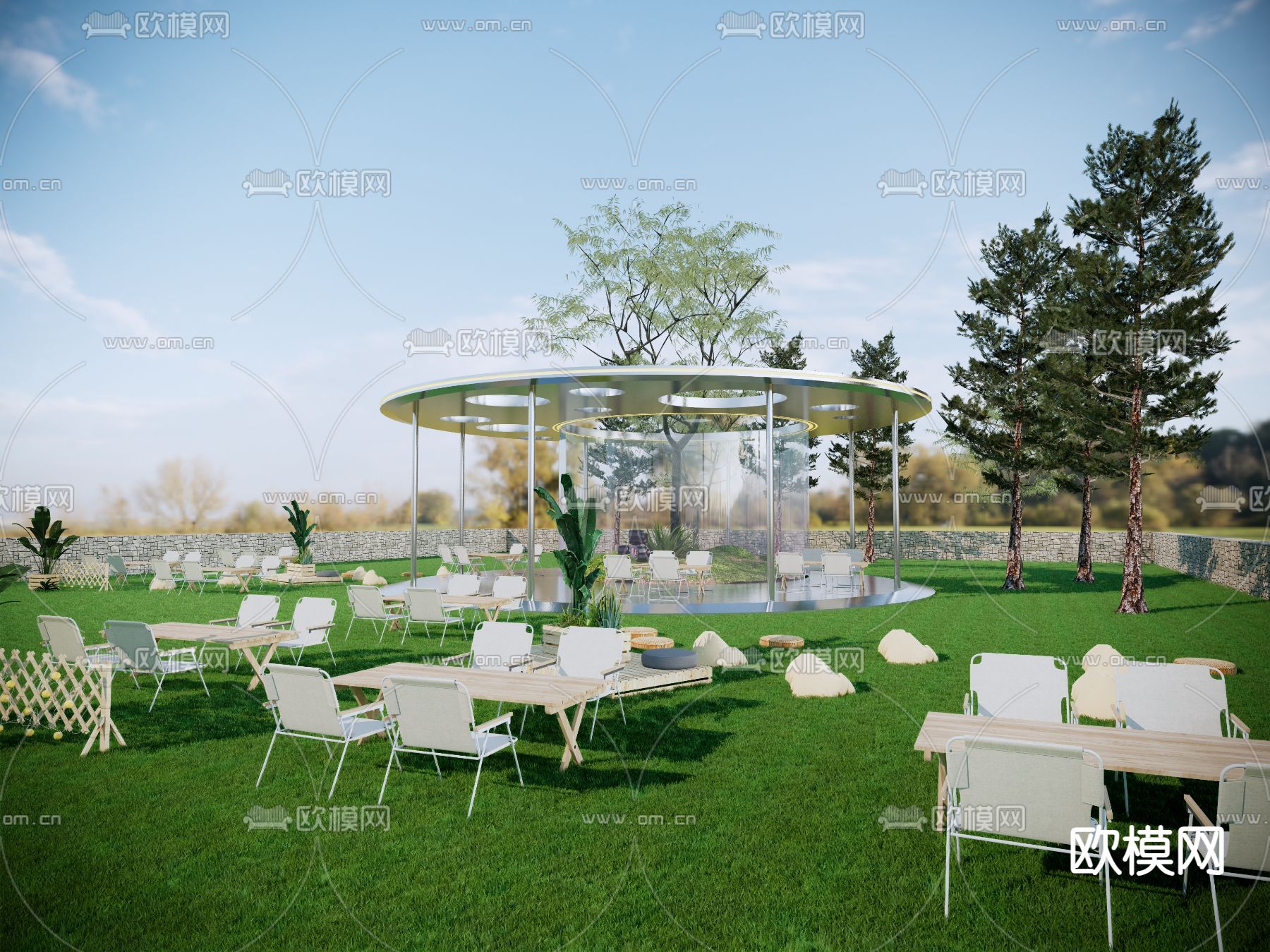 现代景观小建筑su模型