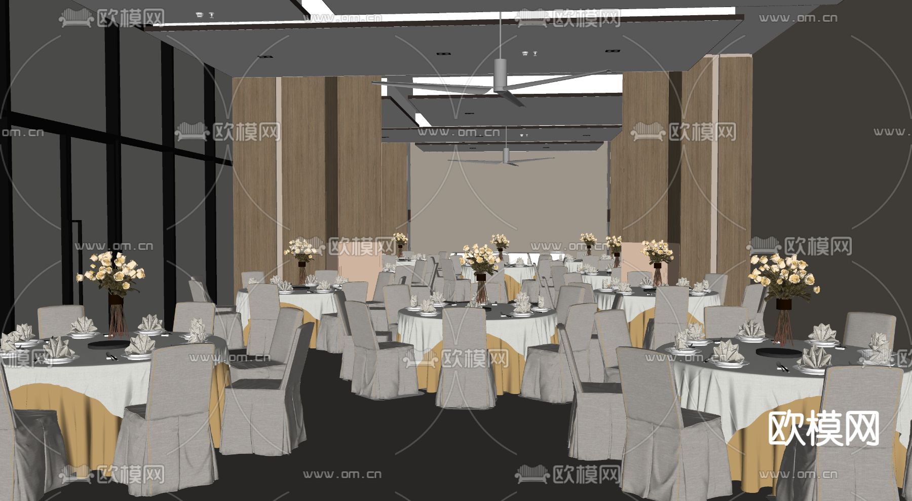 现代婚礼会场 宴会厅su模型下载（渲染图1）