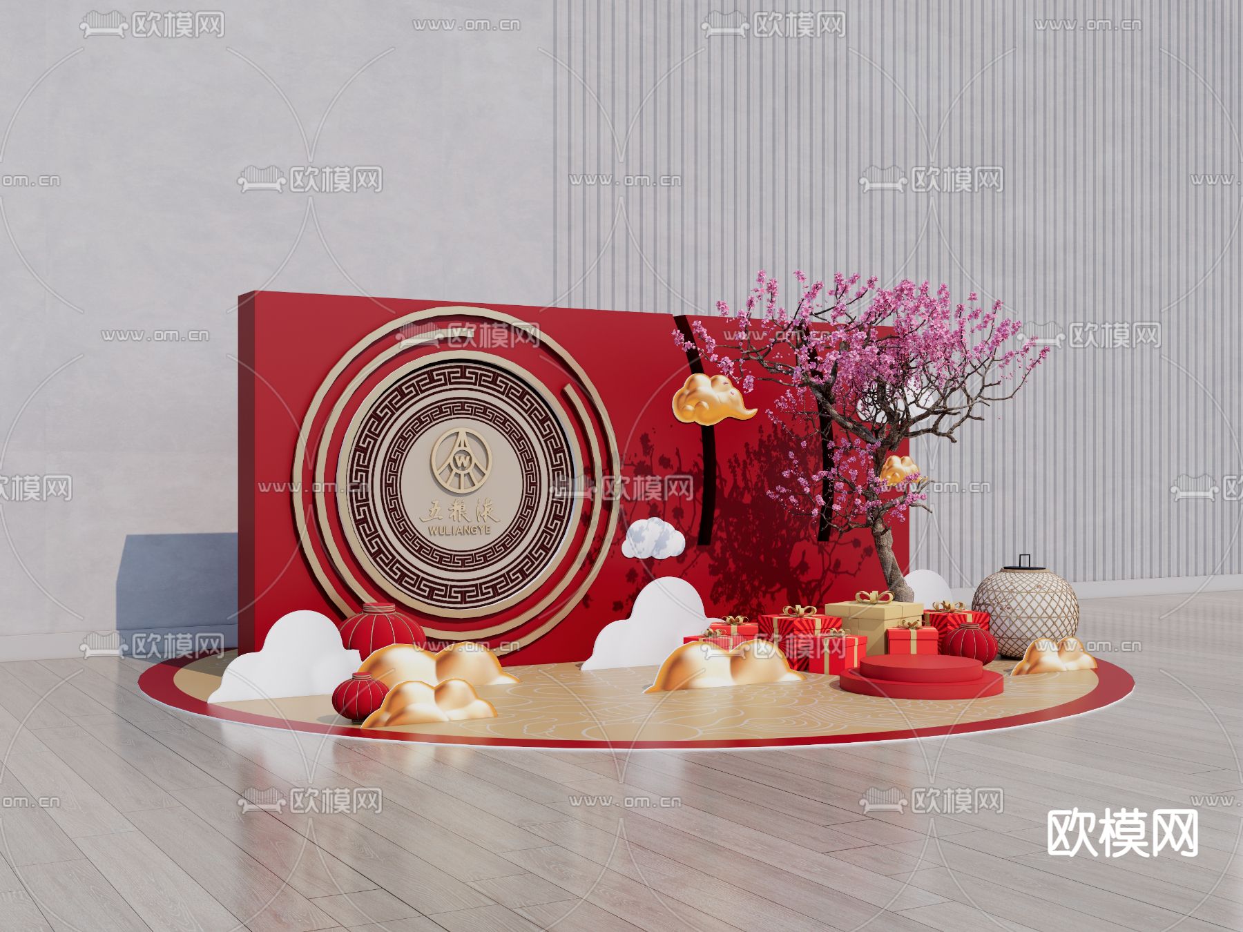 新中式商业美陈su模型