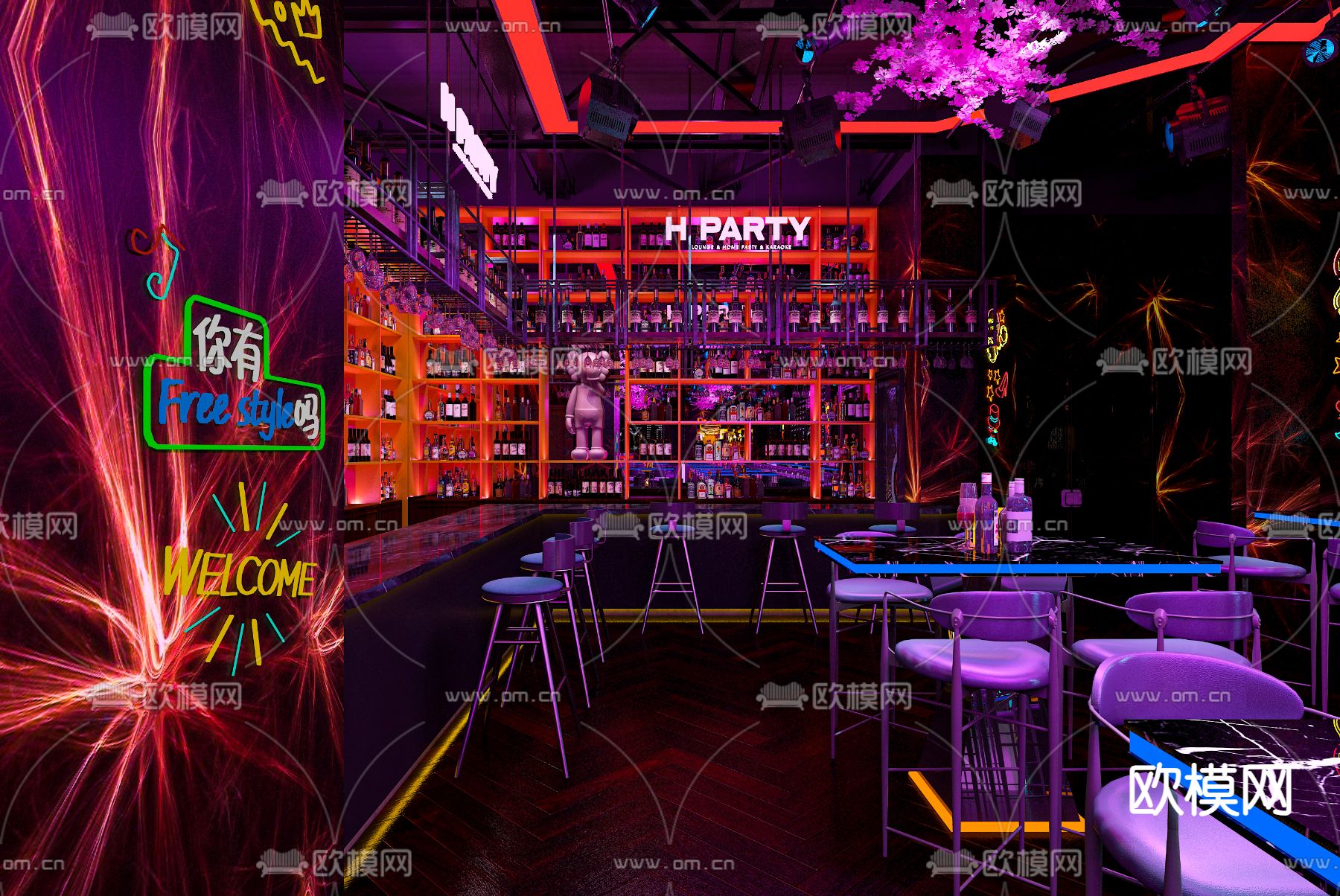 工业风酒吧 酒吧操作台3d模型下载（渲染图2）