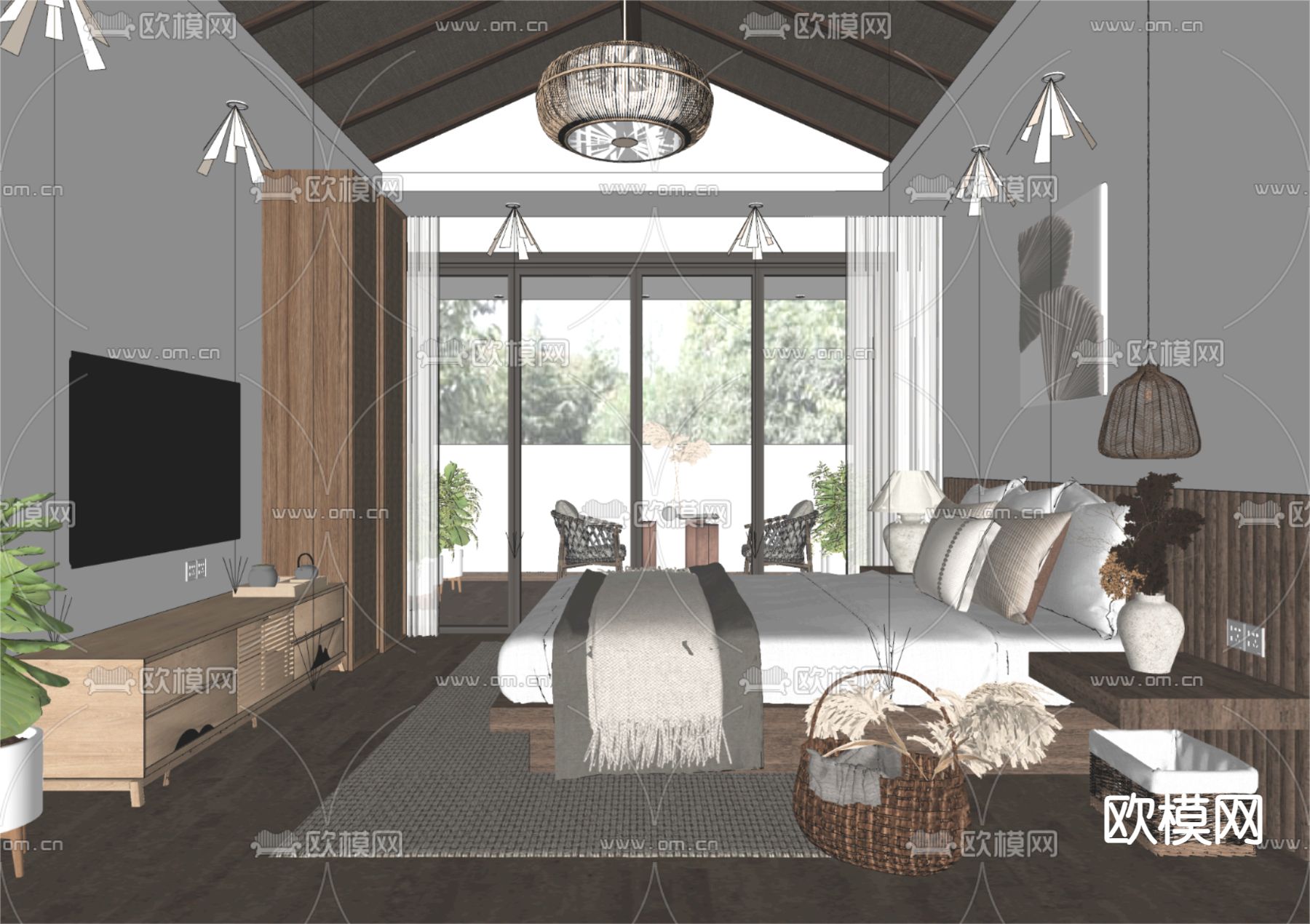 民宿 宾馆 客房su模型下载（渲染图1）