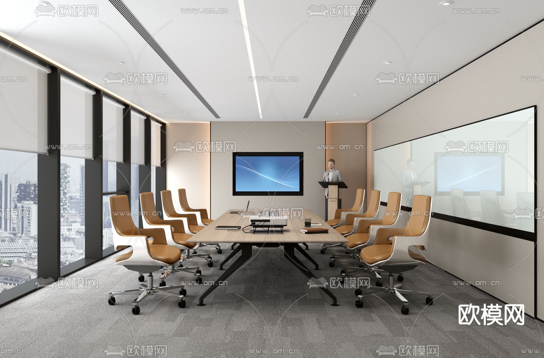 现代会议室3d模型下载