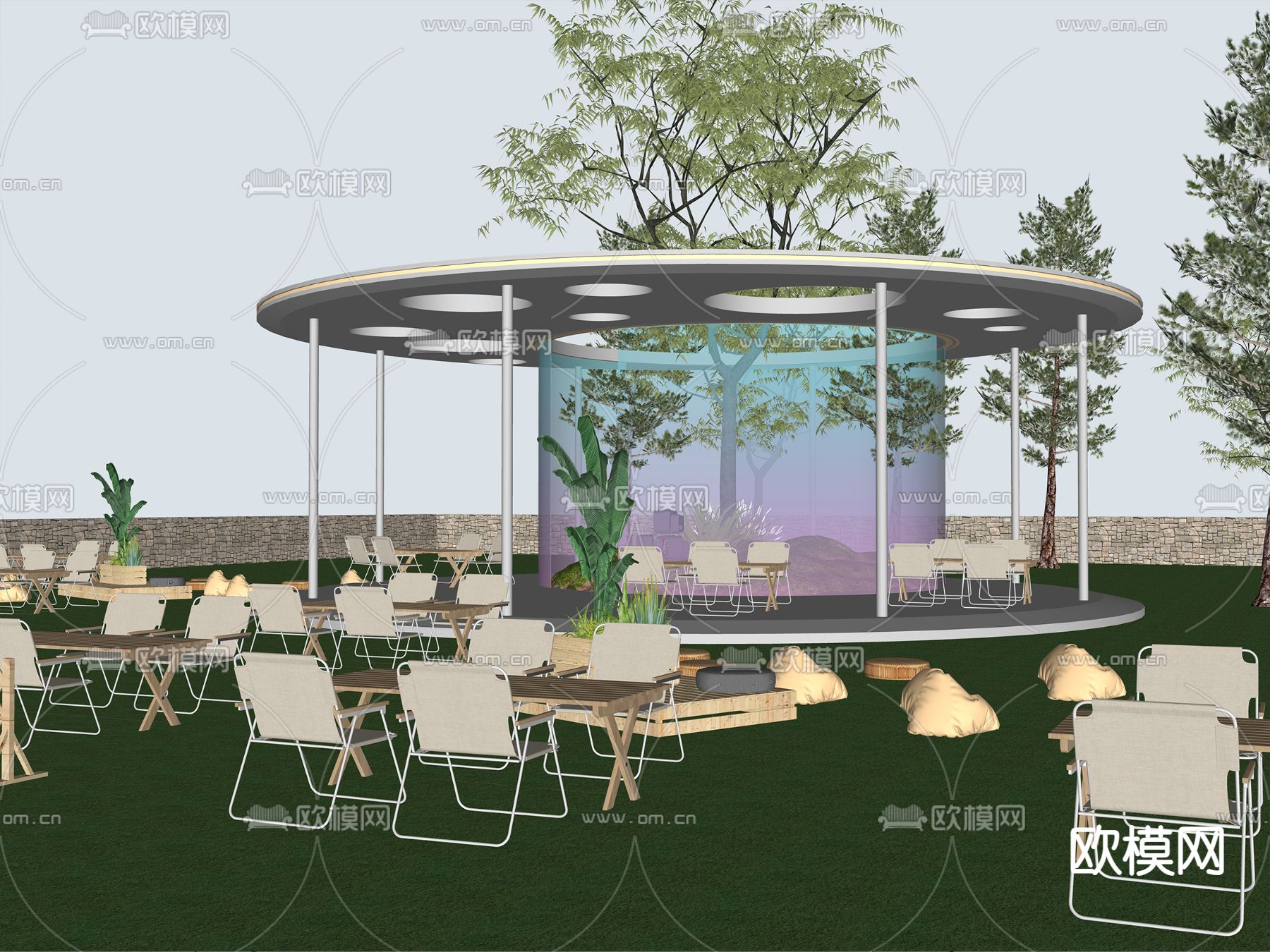 现代景观小建筑su模型