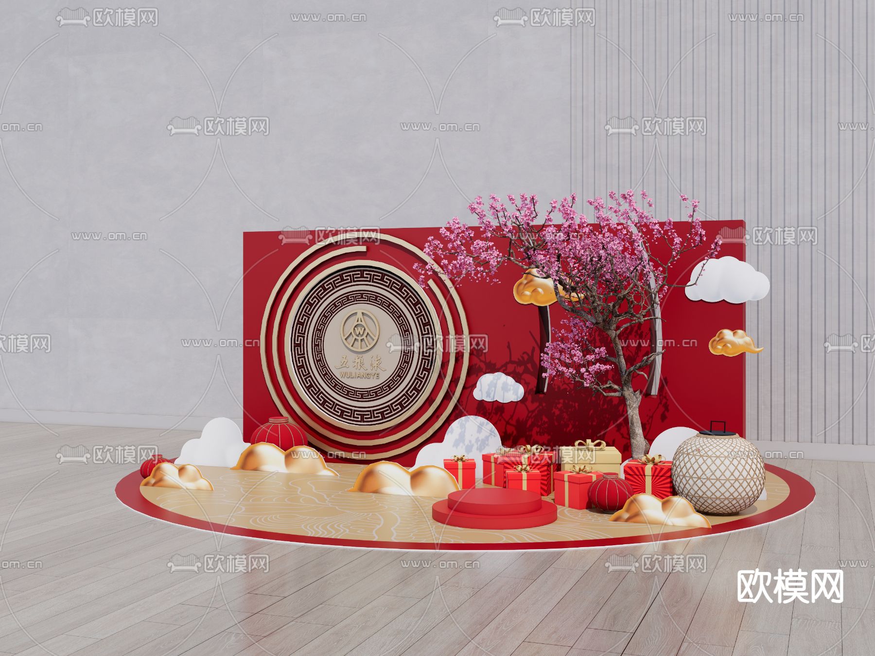 新中式商业美陈su模型