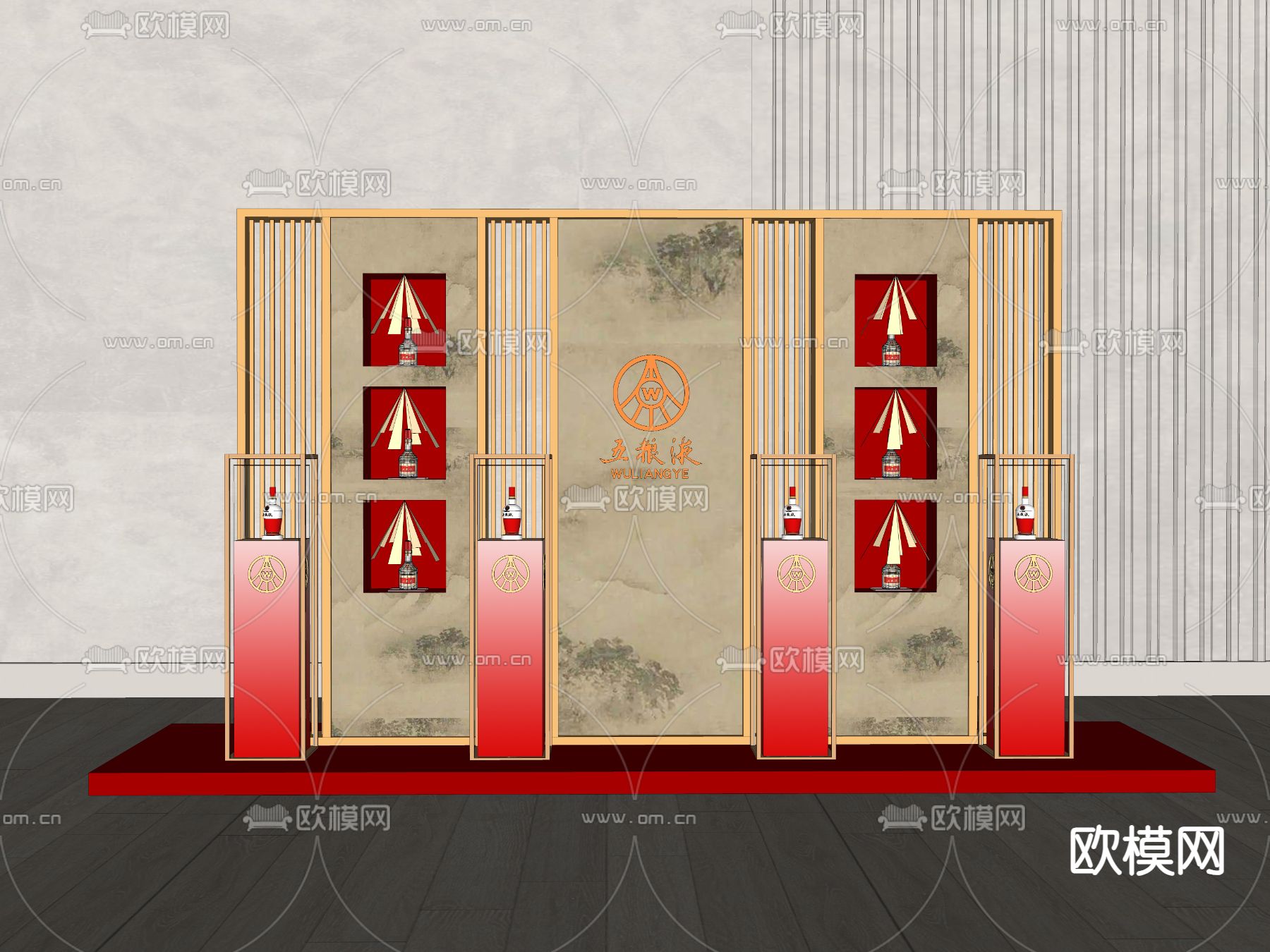 新中式商业美陈su模型