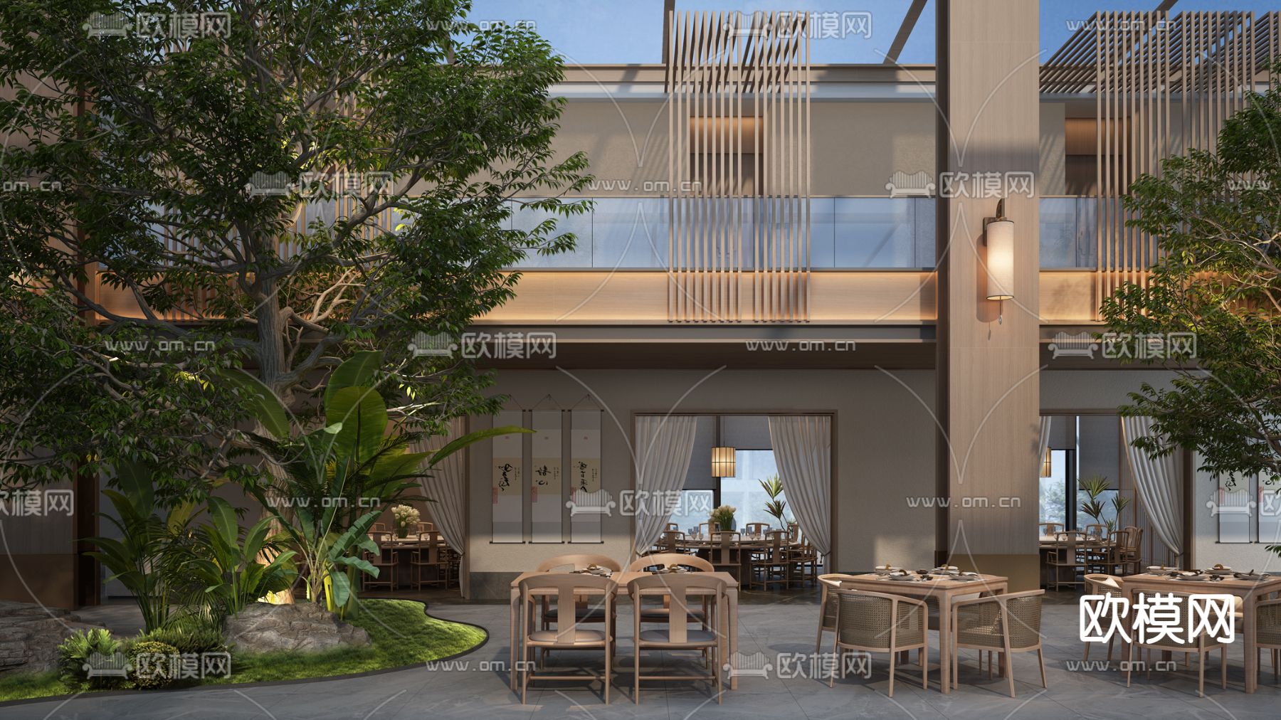 酒店中庭 天井景观3d模型下载