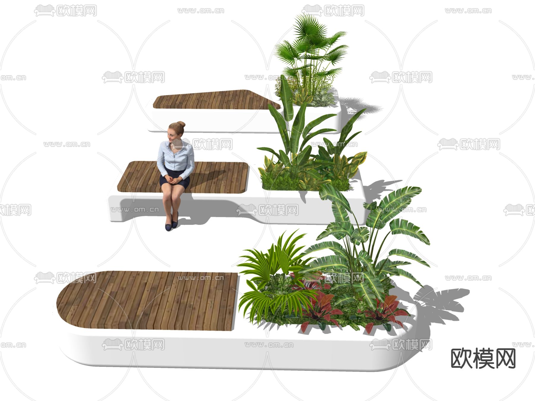 现代树池座凳 公共座椅 户外椅su模型下载