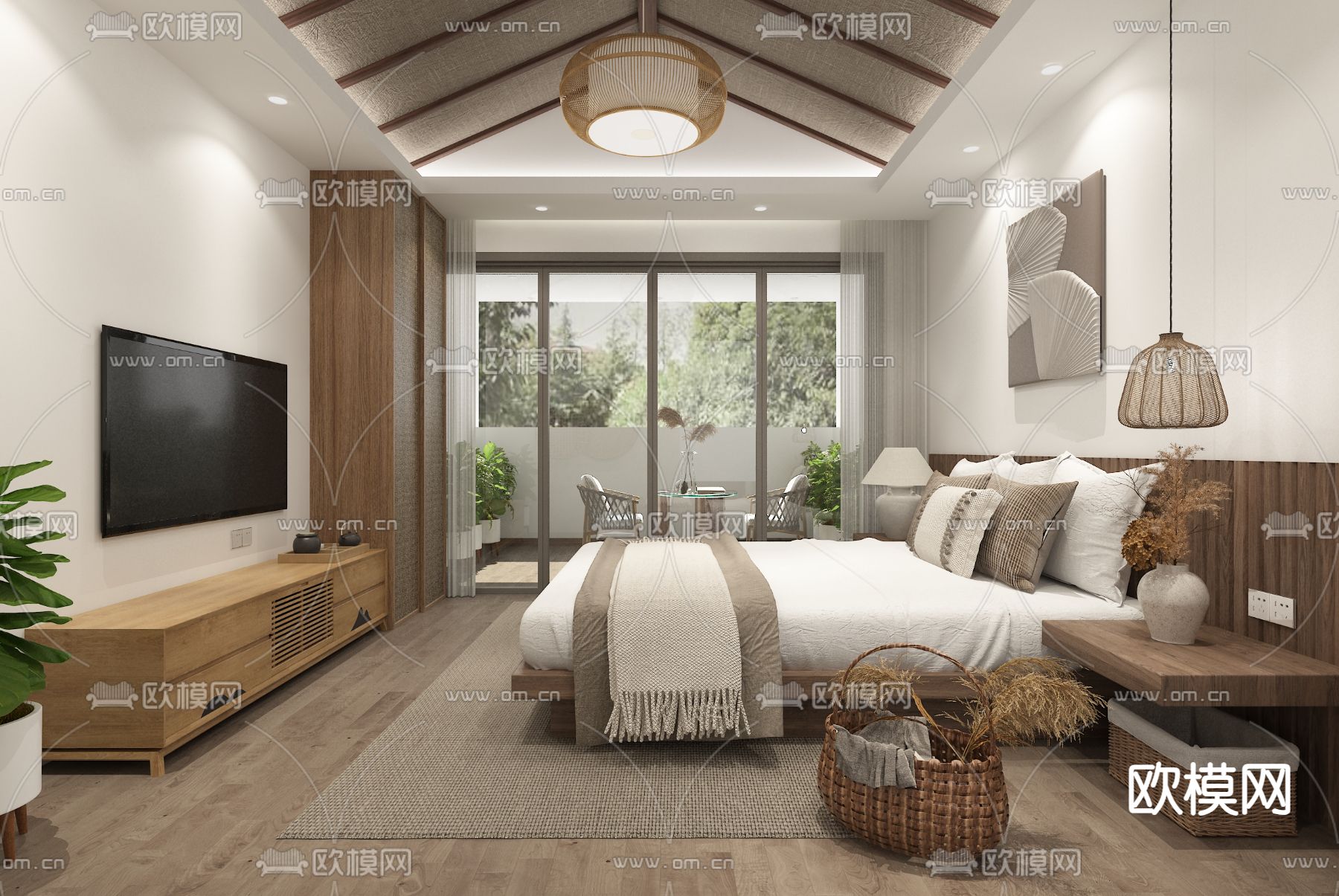 民宿 宾馆 客房su模型下载（渲染图4）