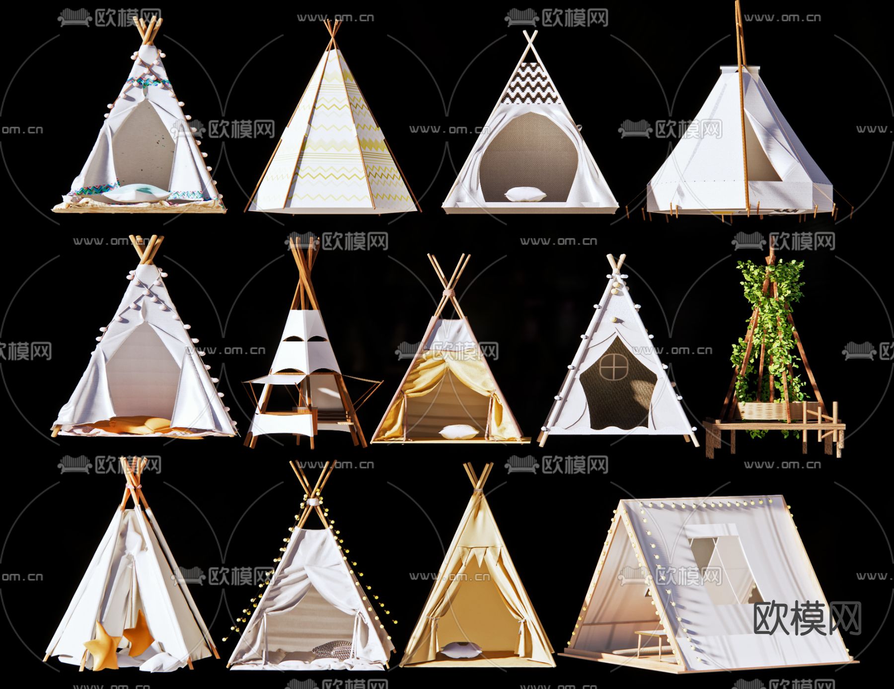 露营帐篷 三角帐篷3d模型下载