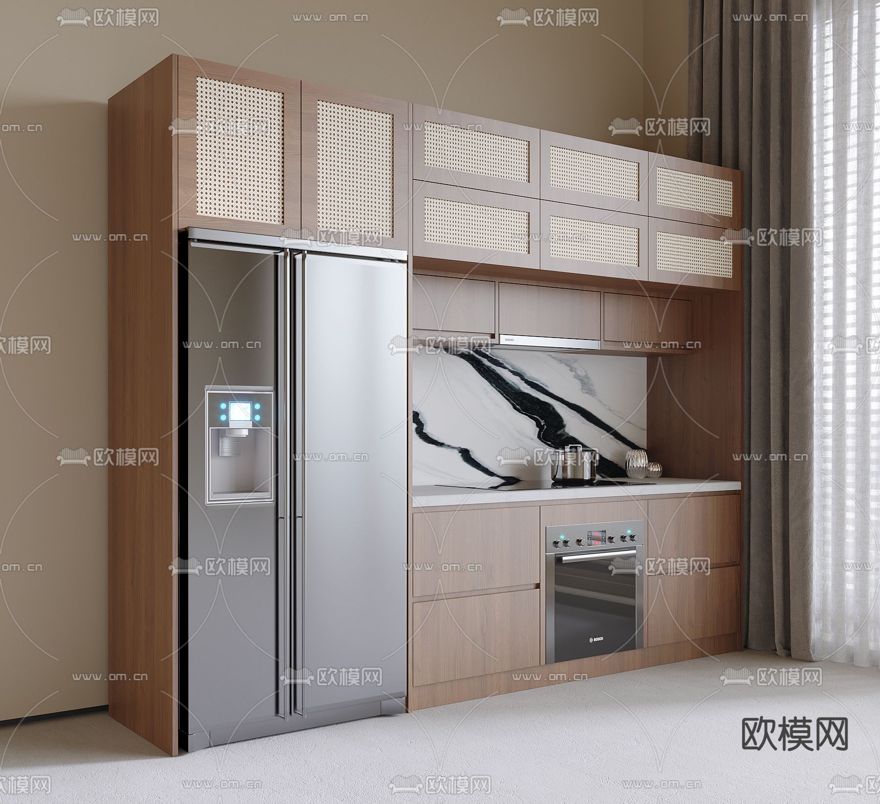 中古风橱柜3d模型下载