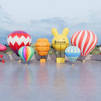  现代热气球 热气球美陈su模型 