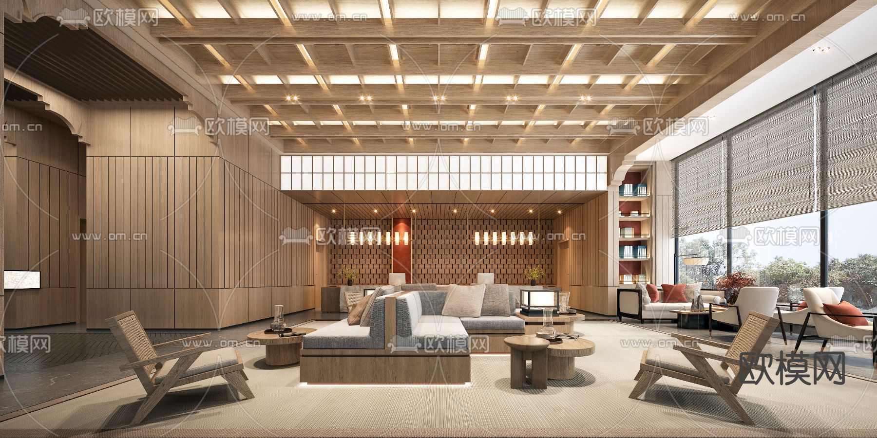 酒店大堂吧 休息区3d模型下载（渲染图2）