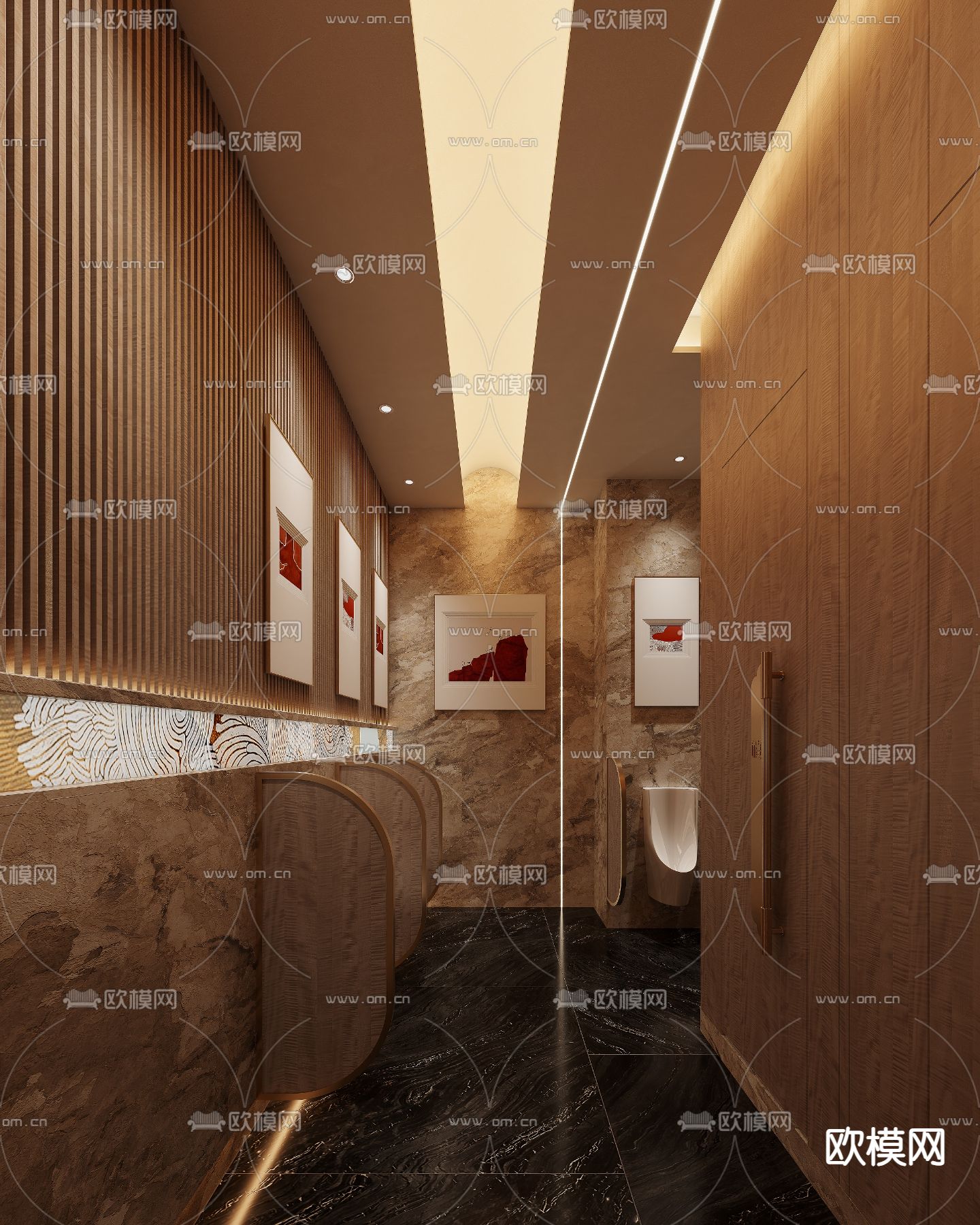 公共卫生间 男厕3d模型下载