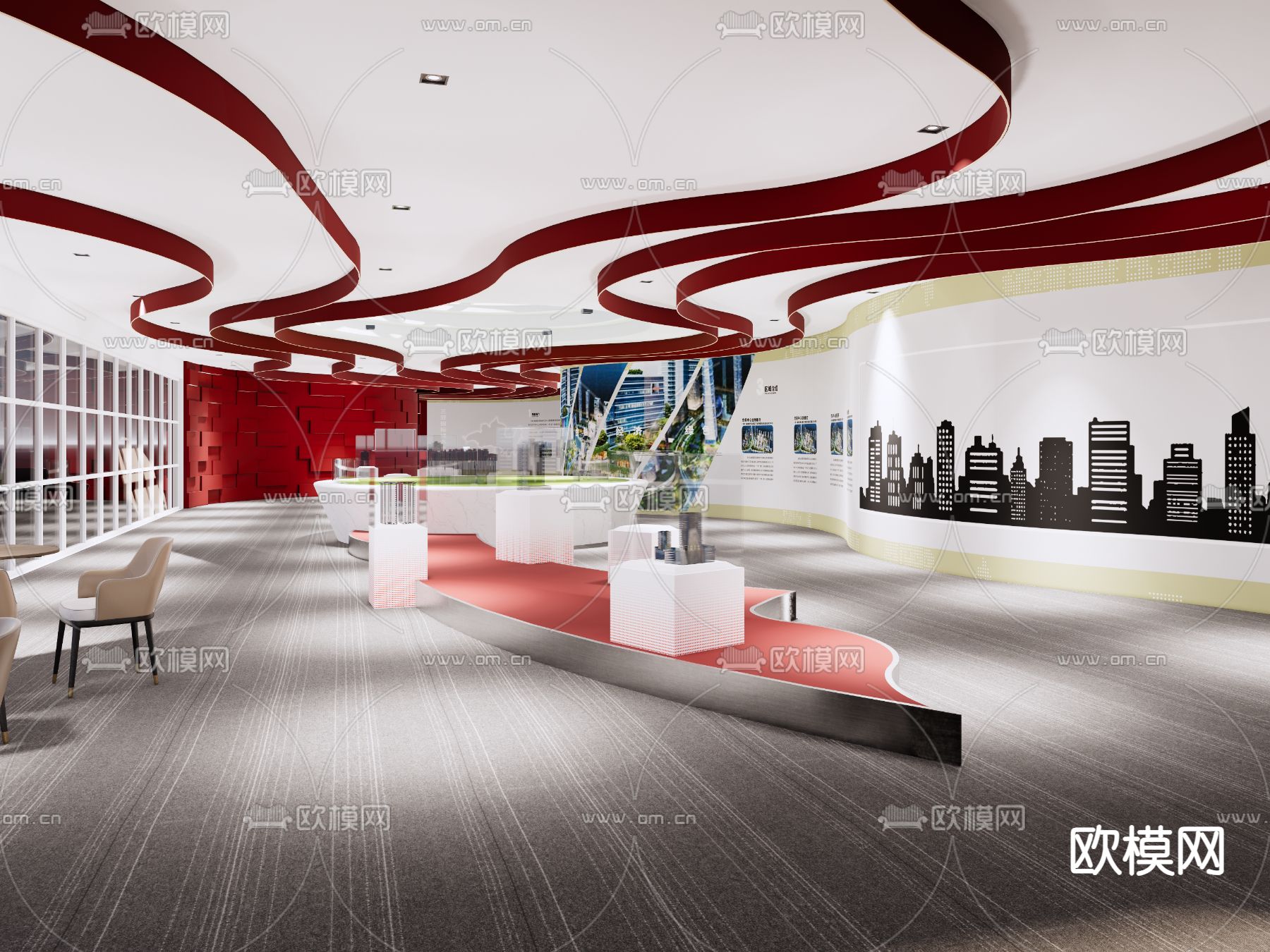 现代商业展厅su模型