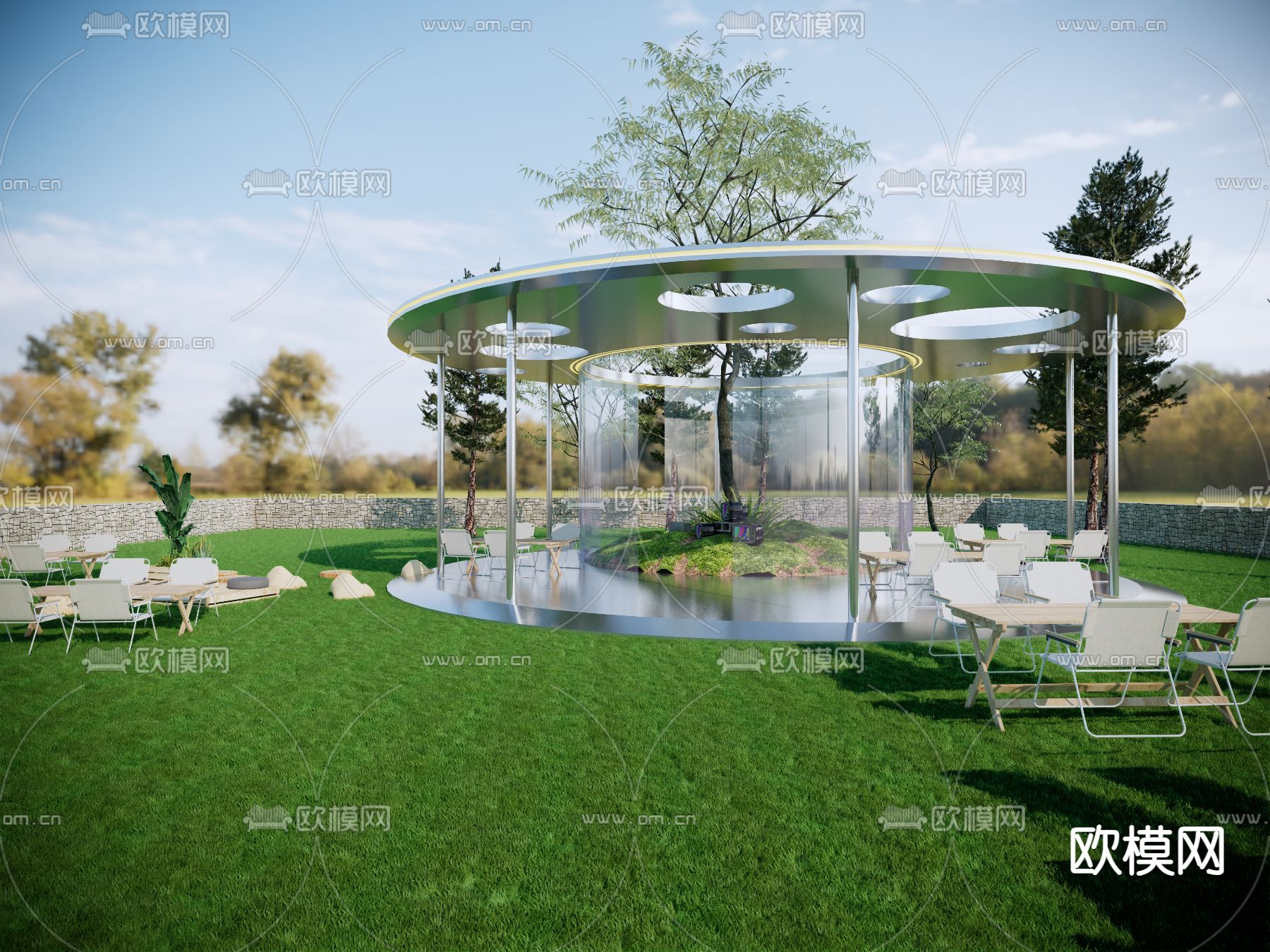 现代景观小建筑su模型