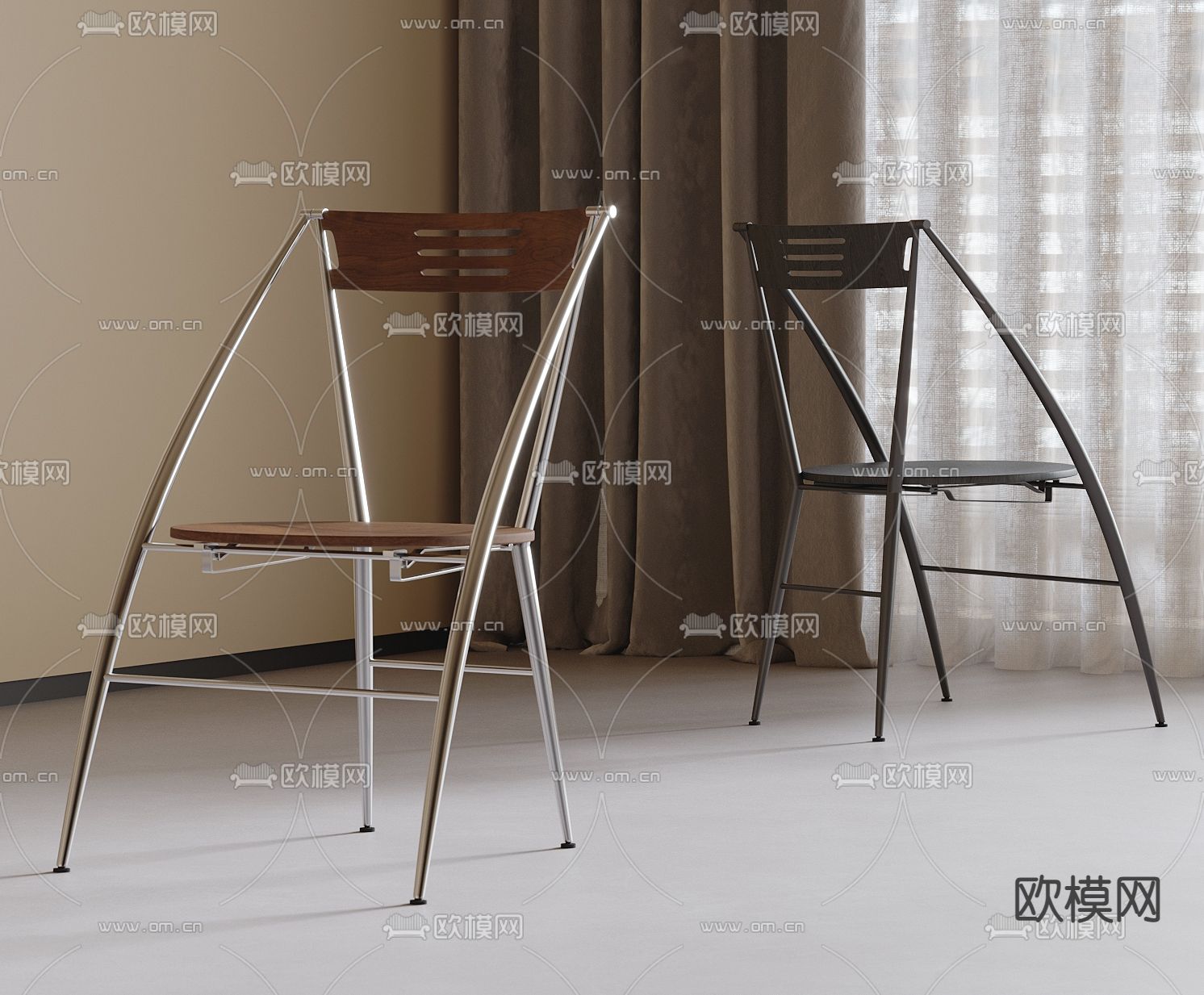 中古风椅子 餐椅3d模型下载