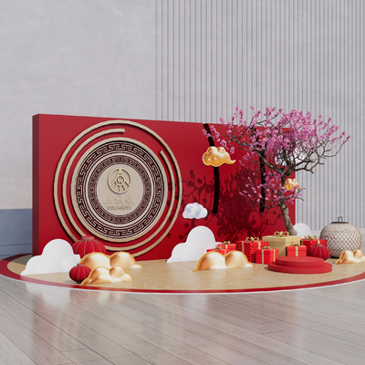 新中式商业美陈su模型