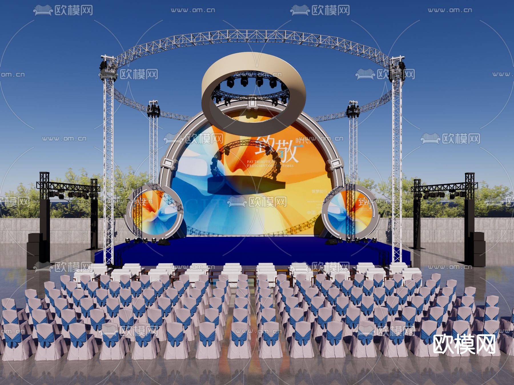 现代户外舞台su模型