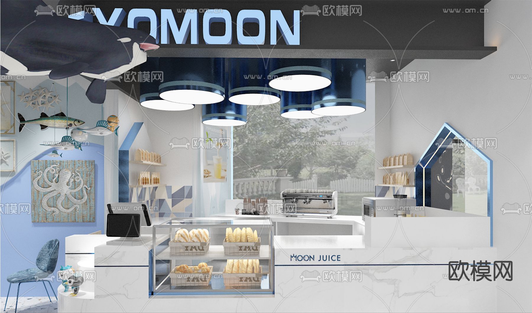 收银台 面包店 咖啡店su模型下载（渲染图2）