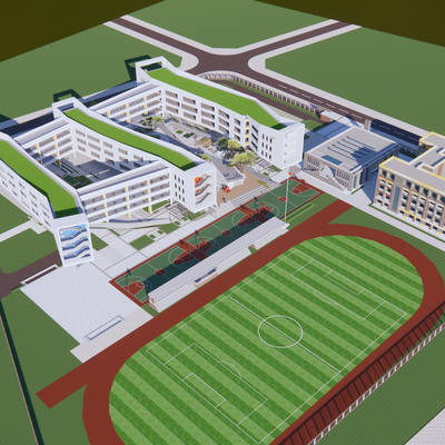  学校鸟瞰su模型 