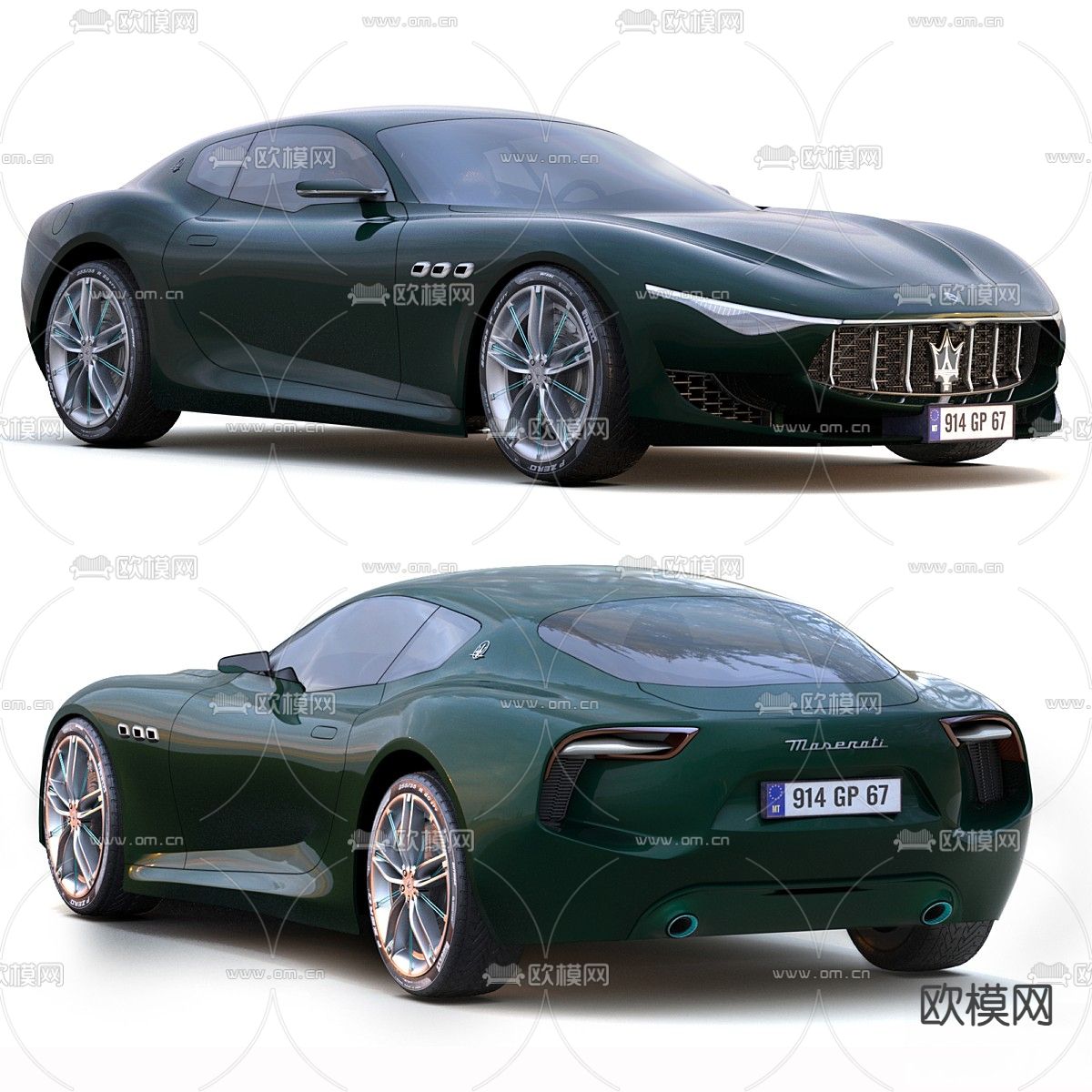 Alfieri 玛莎拉蒂汽车 跑车3d模型下载（渲染图1）