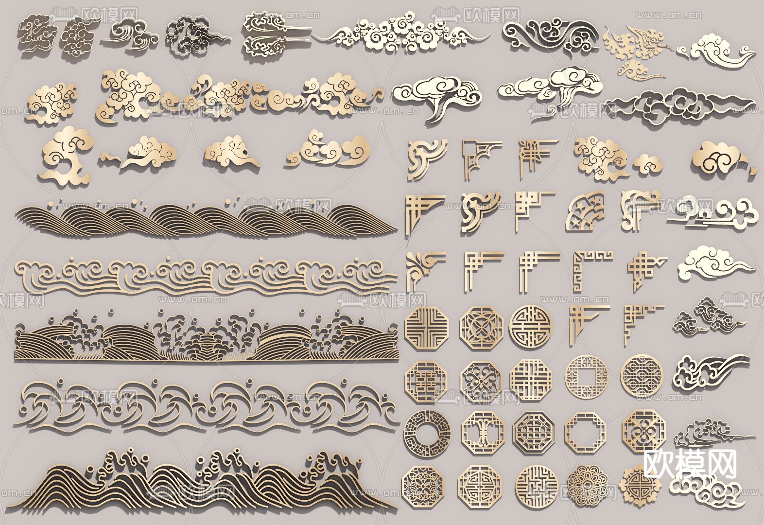 中式雕花 龙凤纹样su模型下载（渲染图2）