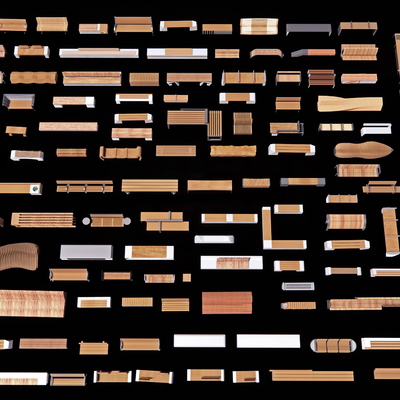  现代景观座椅 公园座椅 户外椅su模型 
