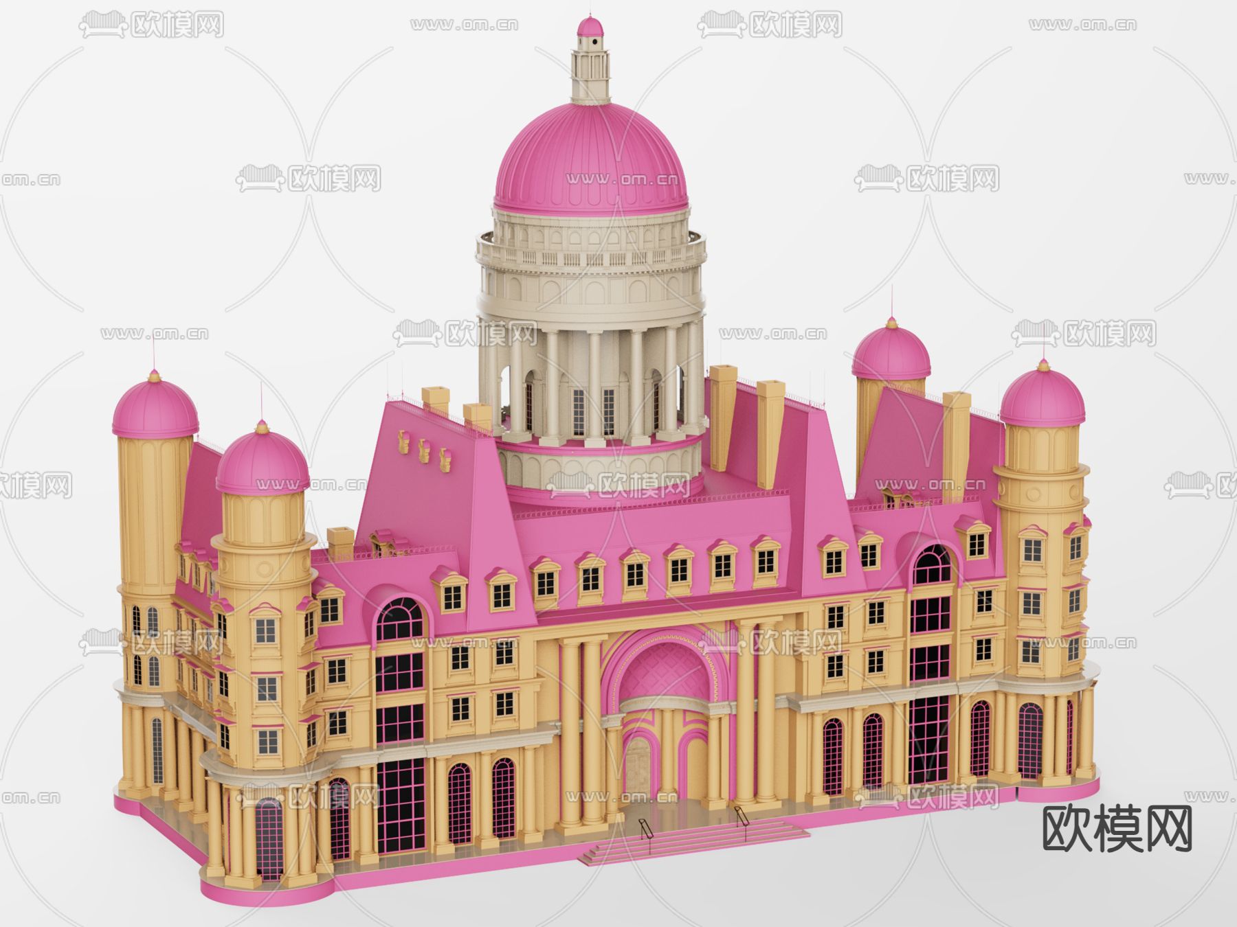 欧式城堡构件3d模型下载（渲染图2）
