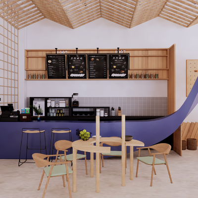 现代咖啡厅su模型