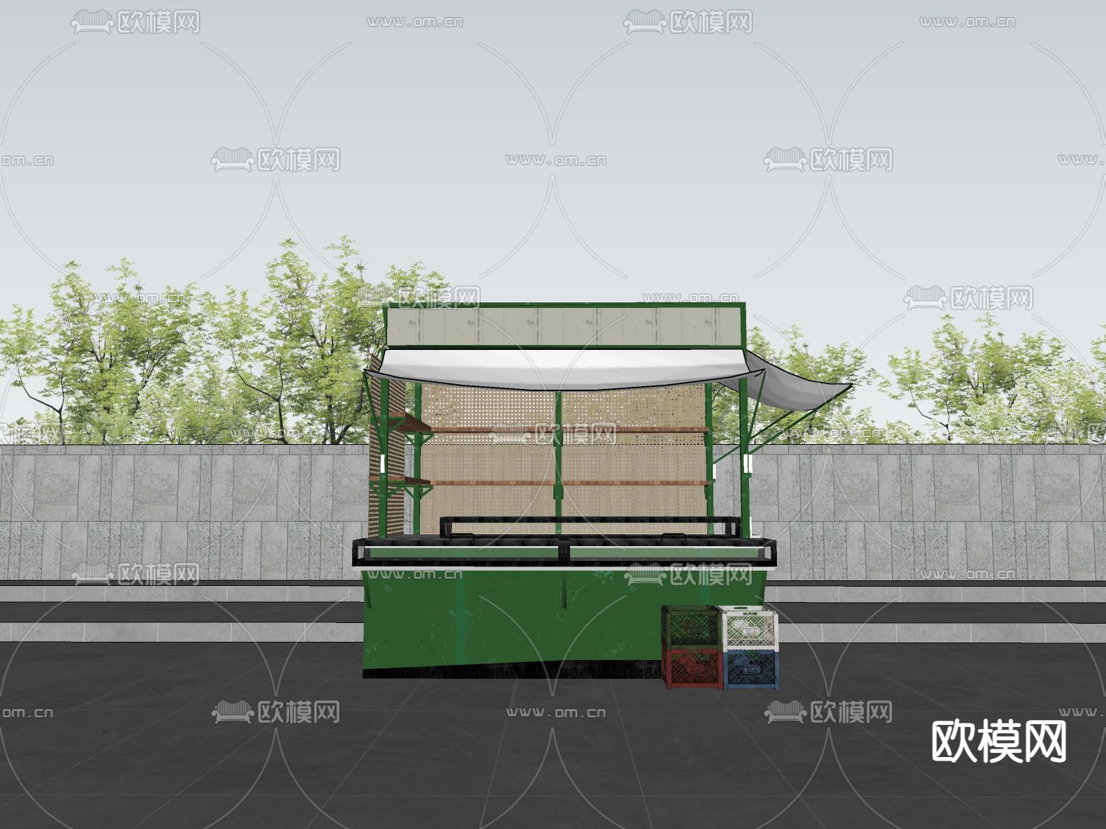 现代售卖摊位su模型