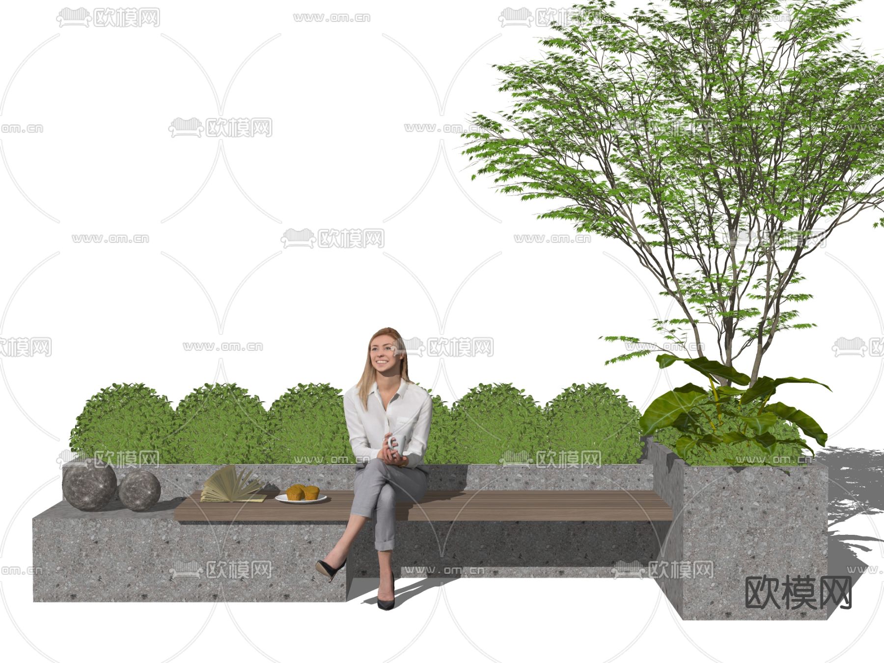 现代景观座椅 户外椅 花池座椅su模型下载