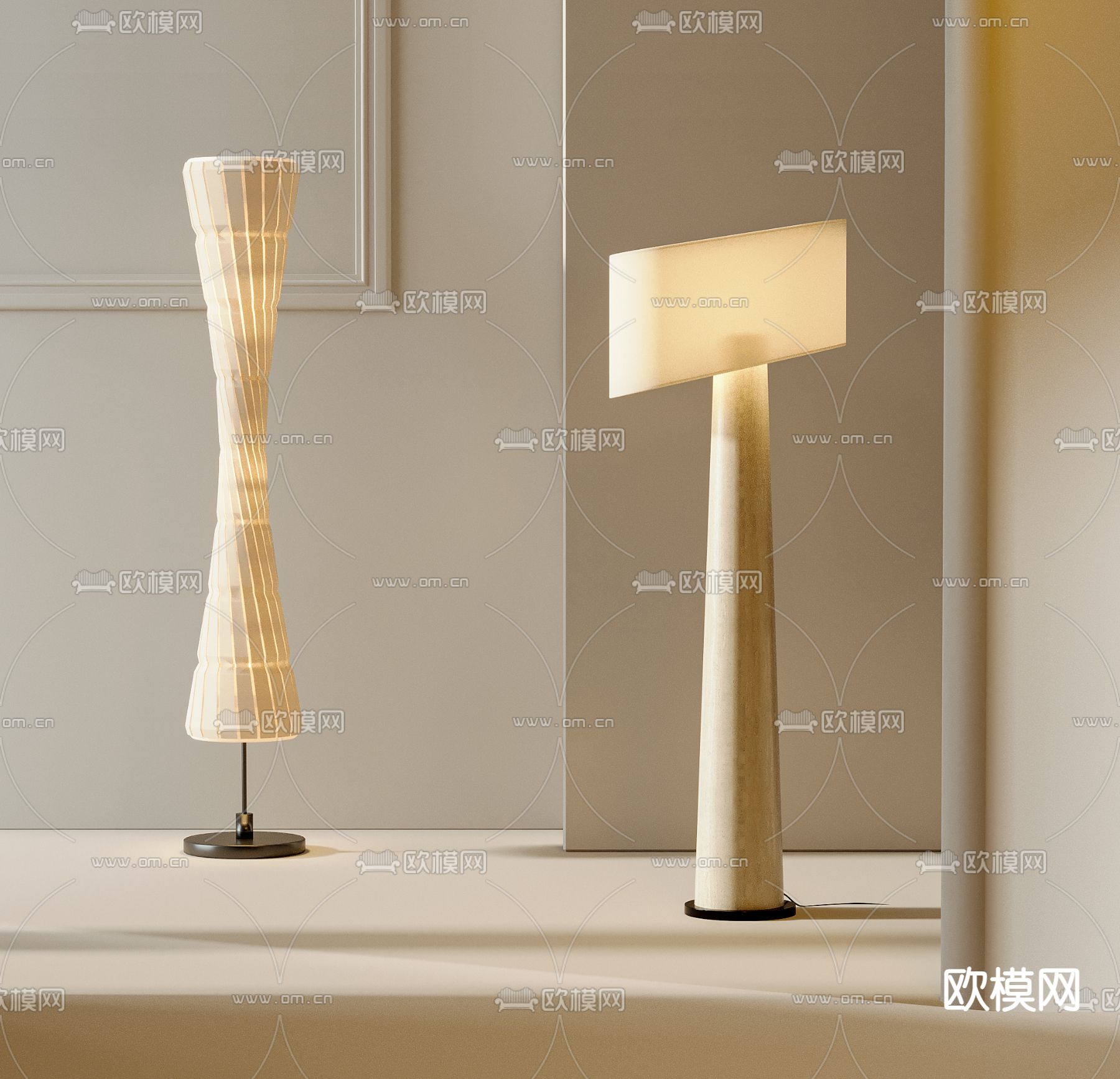 侘寂落地灯3d模型下载