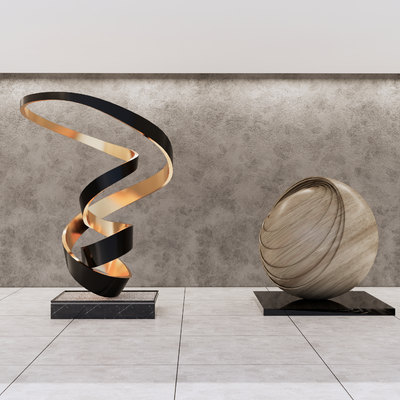 现代雕塑摆件su模型