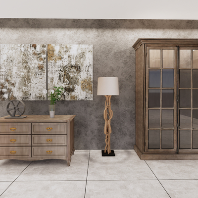 侘寂风玄关柜 装饰柜su模型