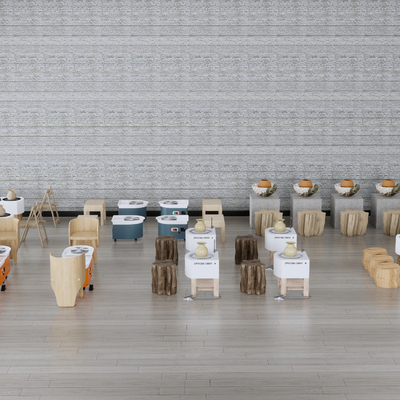 现代手工坊 陶艺工作台su模型