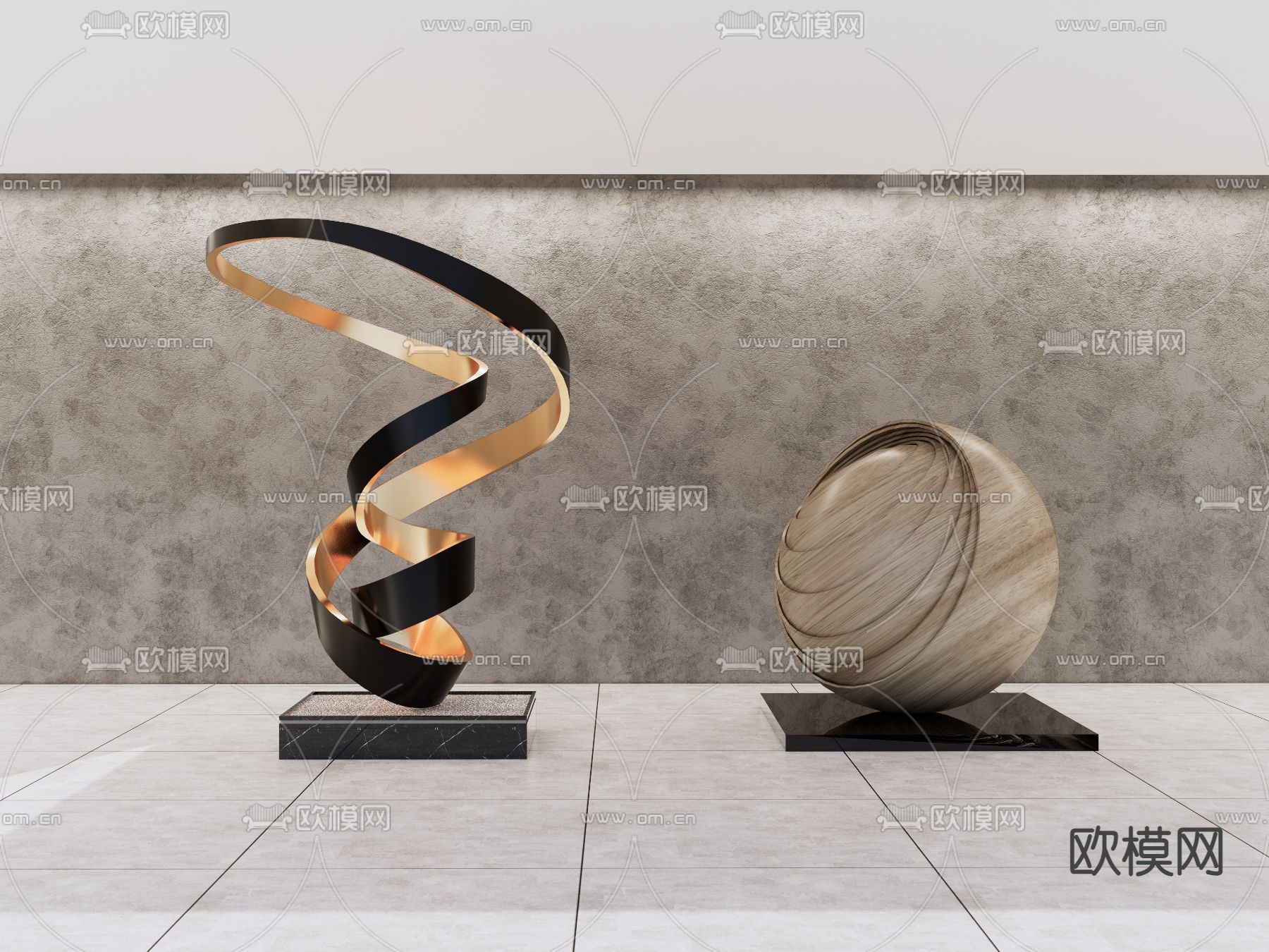 现代雕塑摆件su模型