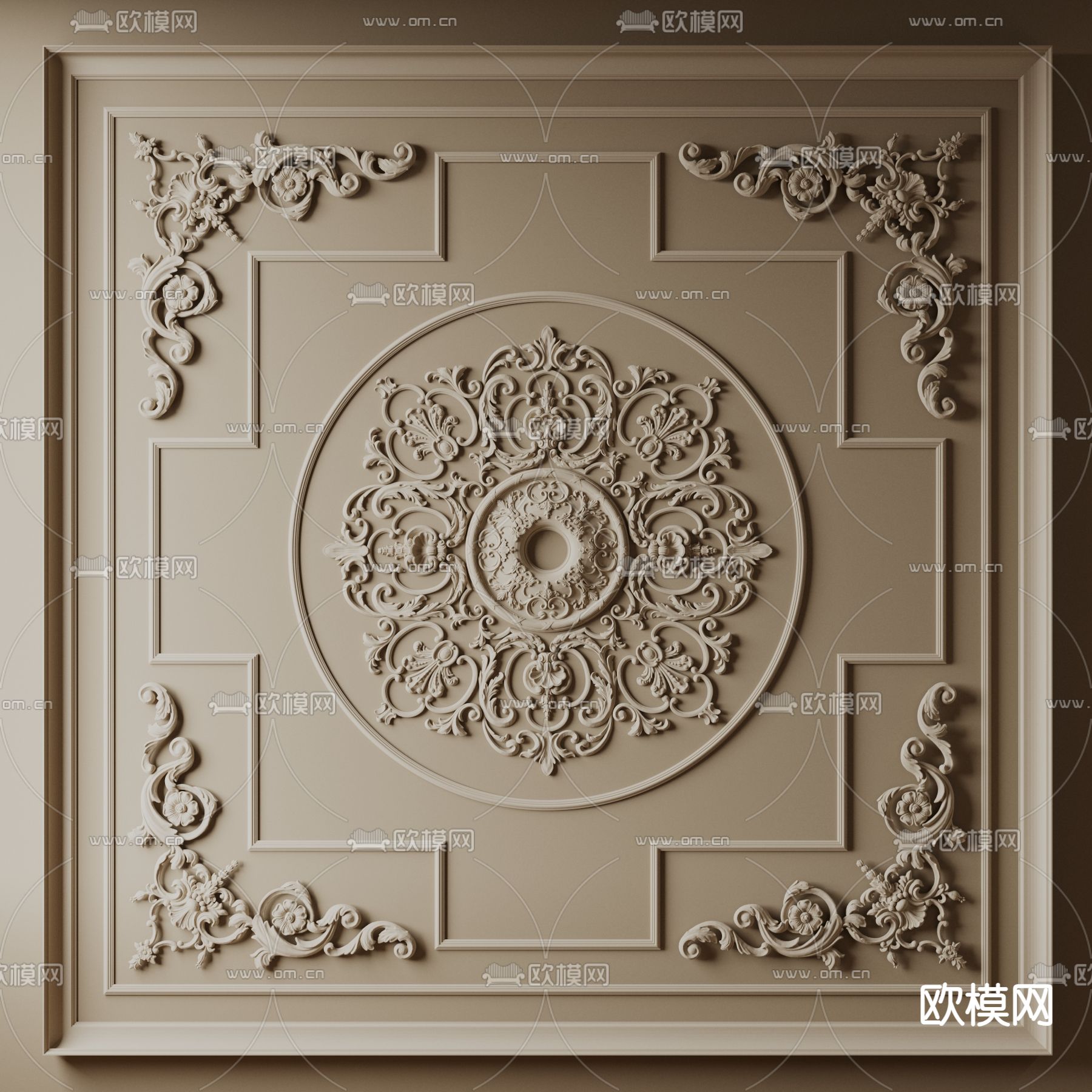 法式雕花吊顶 造型天花板3d模型下载