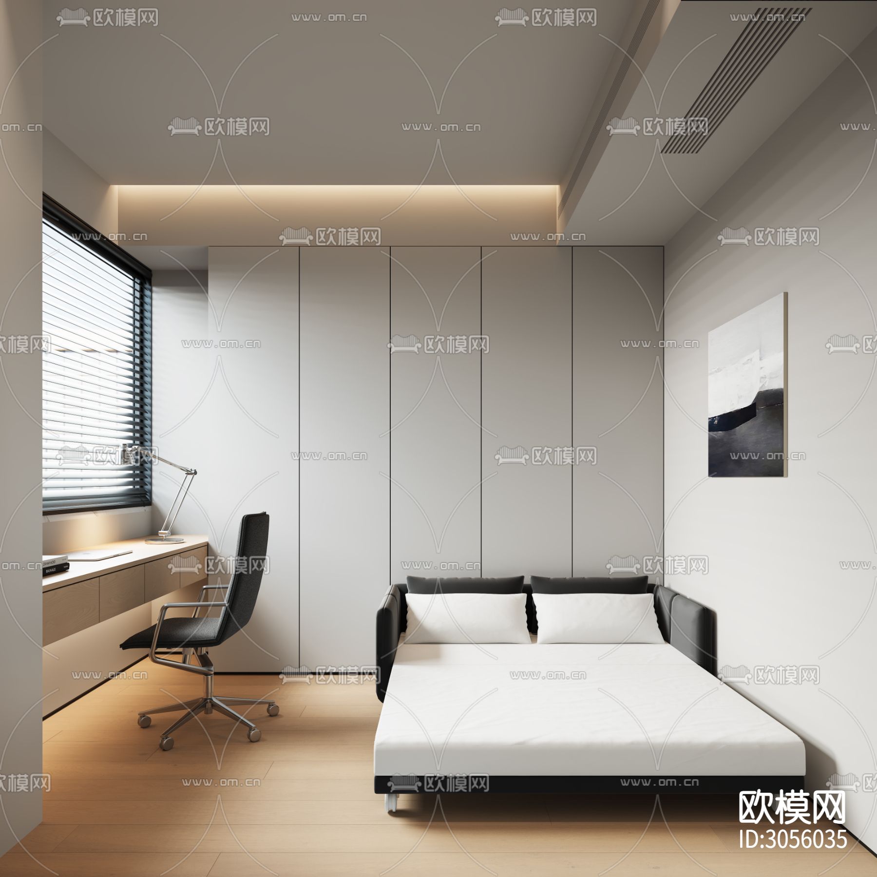 现代卧室 主卧 次卧效果图下载（渲染图4）