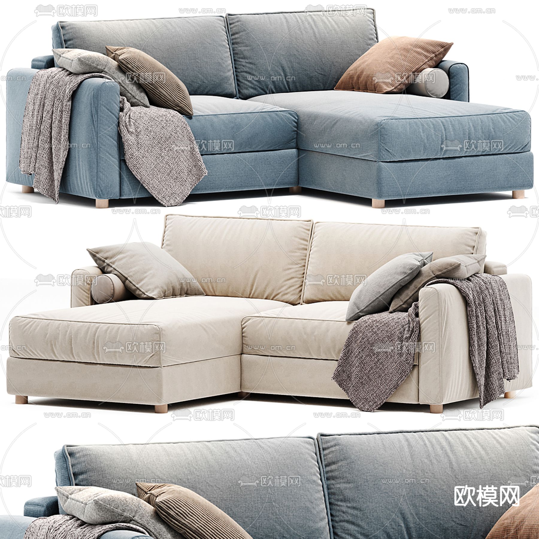 转角沙发 多人沙发3d模型下载