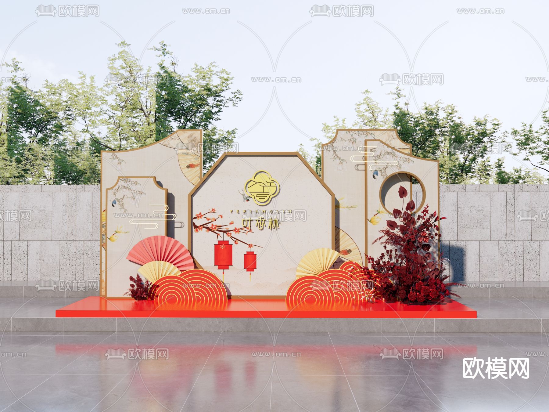 现代商业美陈 打卡点 合影区 DP点su模型