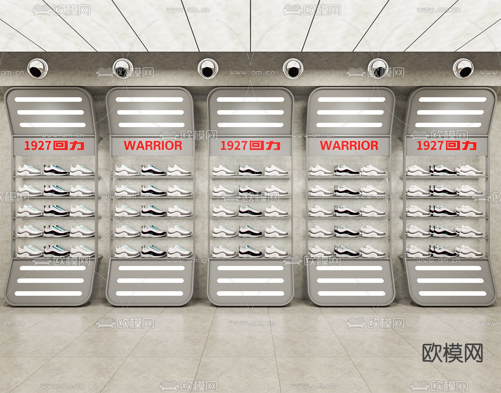 鞋专卖店 鞋墙货架 鞋货架3d模型下载