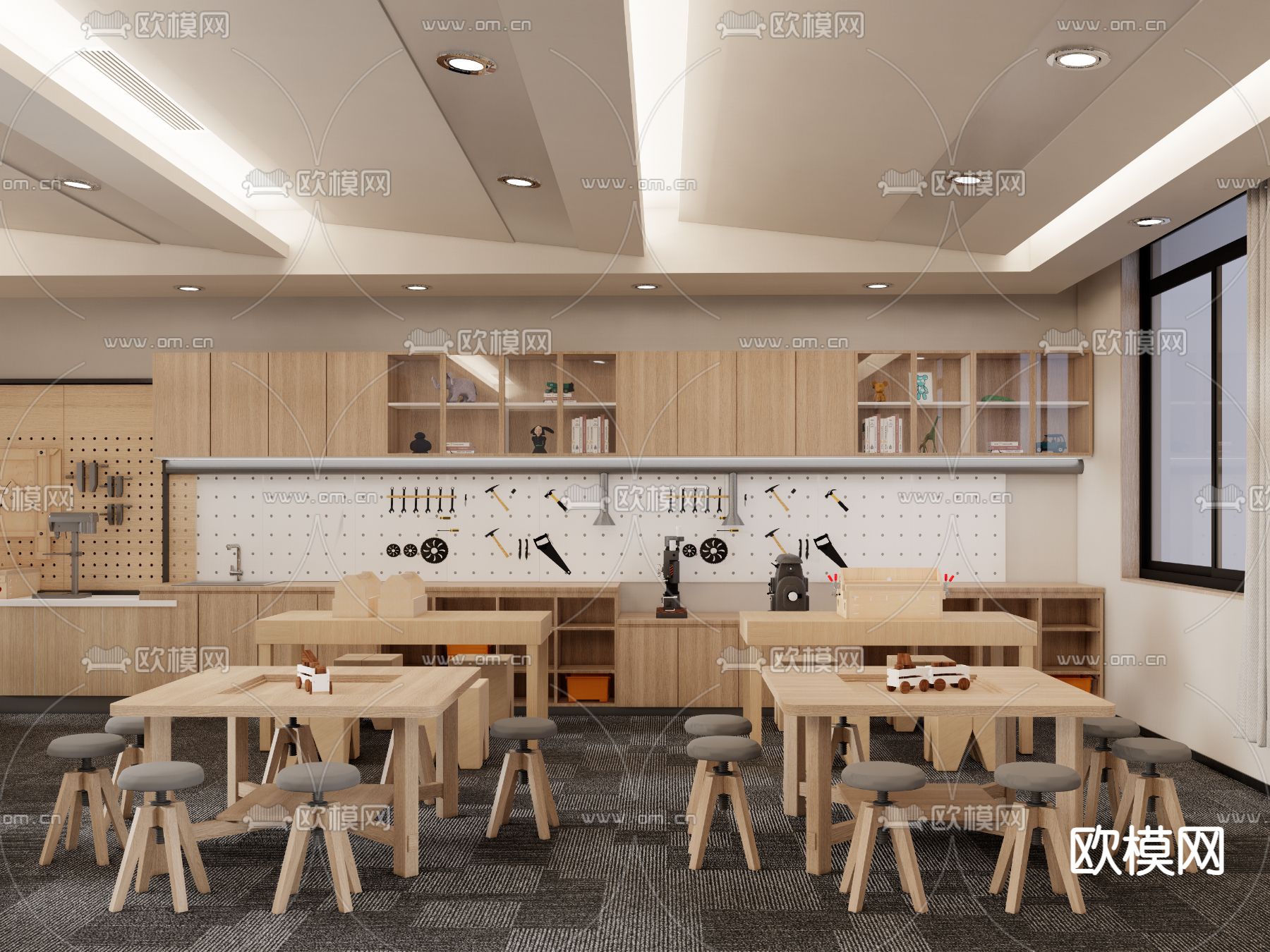 现代手工坊 儿童手工桌椅su模型