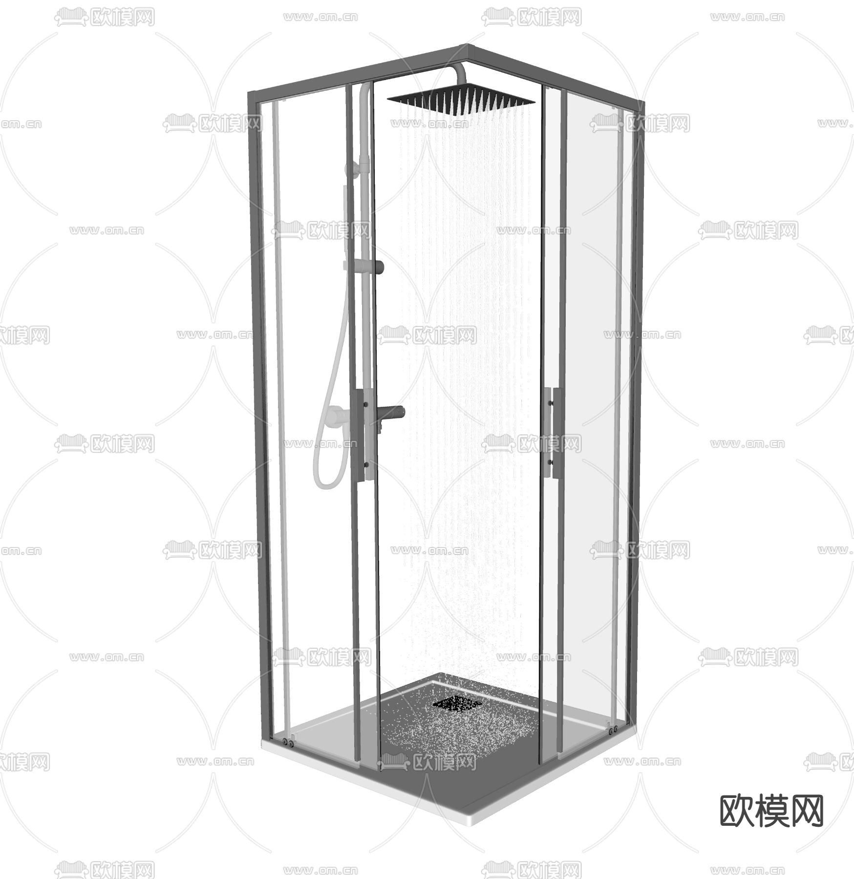 现代淋浴房su模型下载（渲染图1）