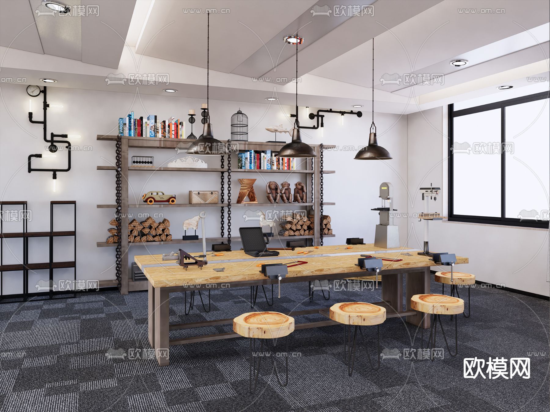 现代手工坊 木工坊 工具墙su模型