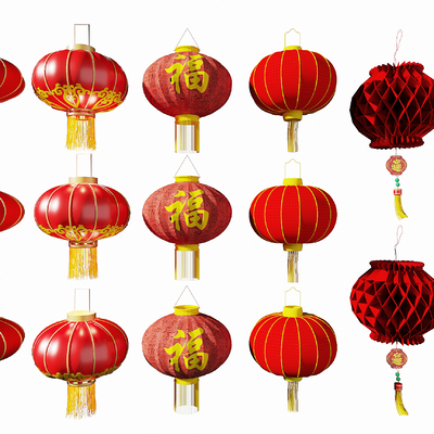  新中式灯笼su模型 