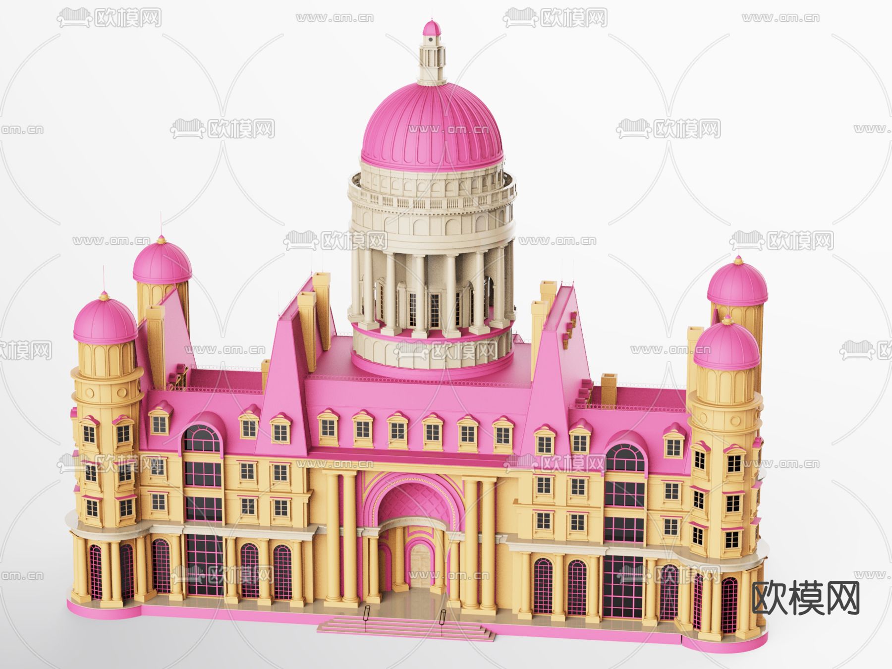 欧式城堡构件3d模型下载（渲染图1）