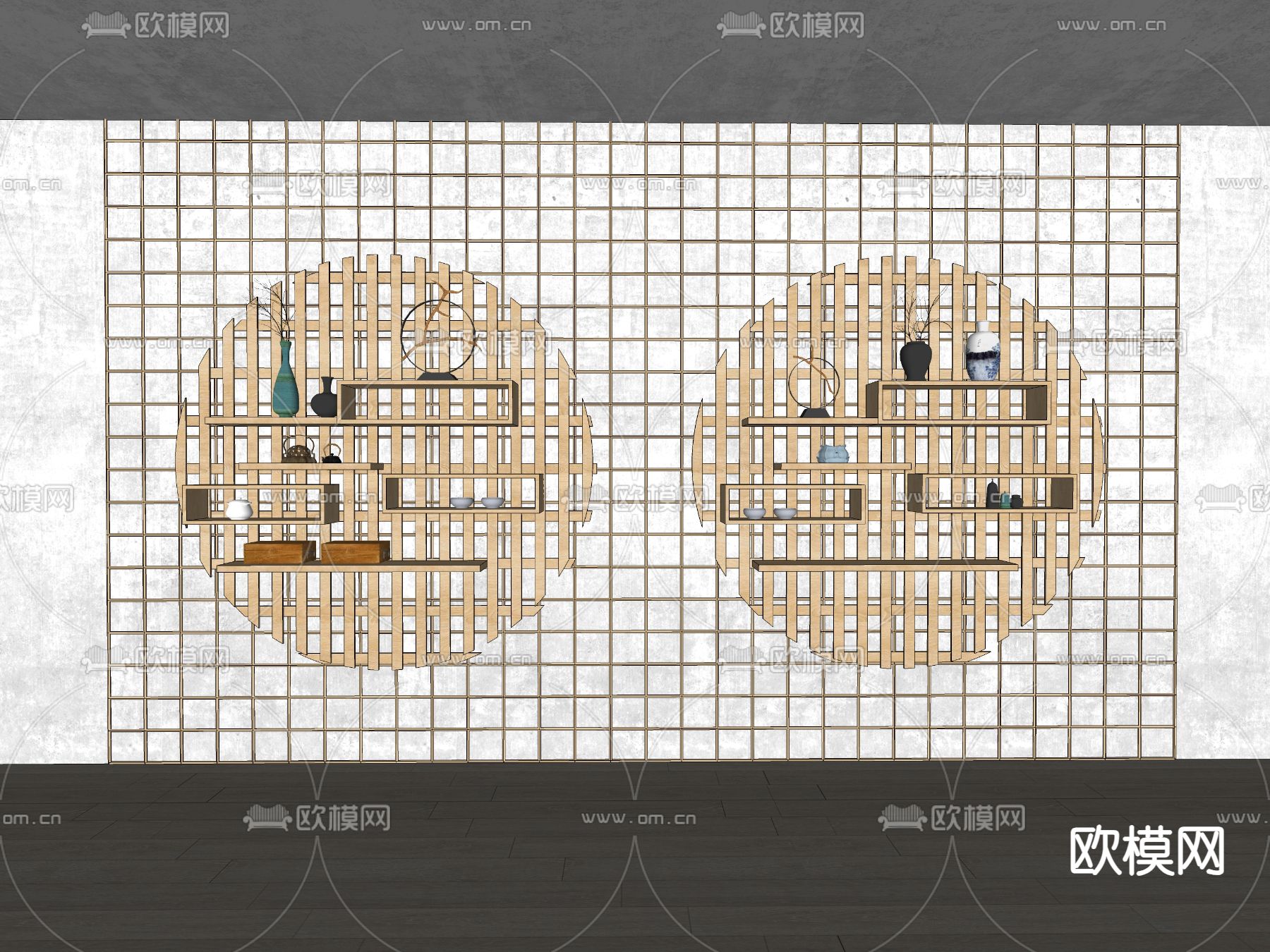 现代置物架 墙面置物架su模型